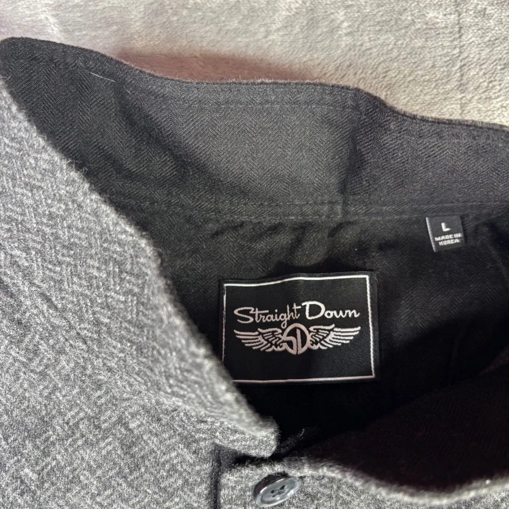 Straight Down‎ Pullover Men Large Grey Henley Mock Neck 1/4 Button Golf Sweater